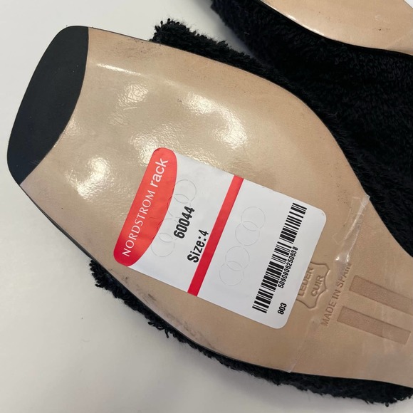 NWOB MIISTA London Wendy Black Towel Mule Sandals Size 37 Shoes Square Toe - Picture 6 of 11